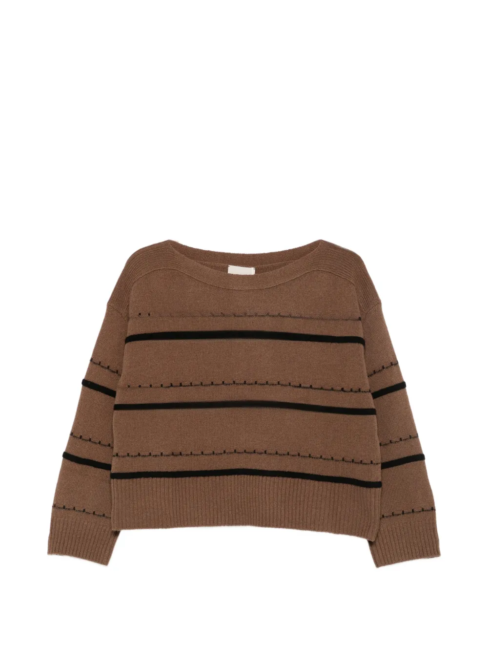 Pennyblack horizontal-stripe boat-neck sweater - Marron