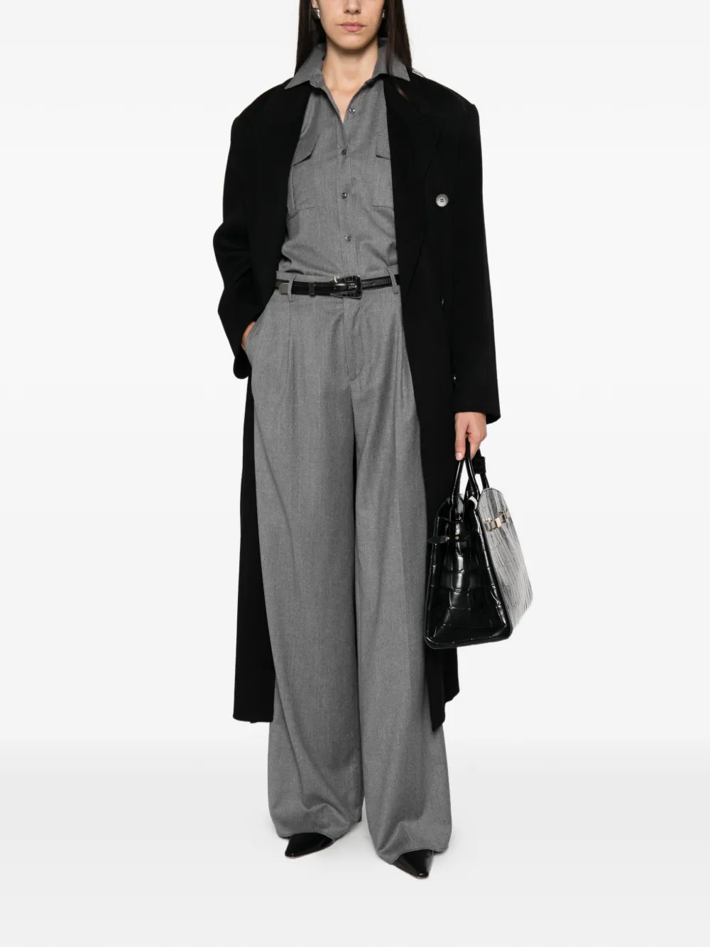 Tagliatore P-Eileen pleated wide-leg trousers Grijs