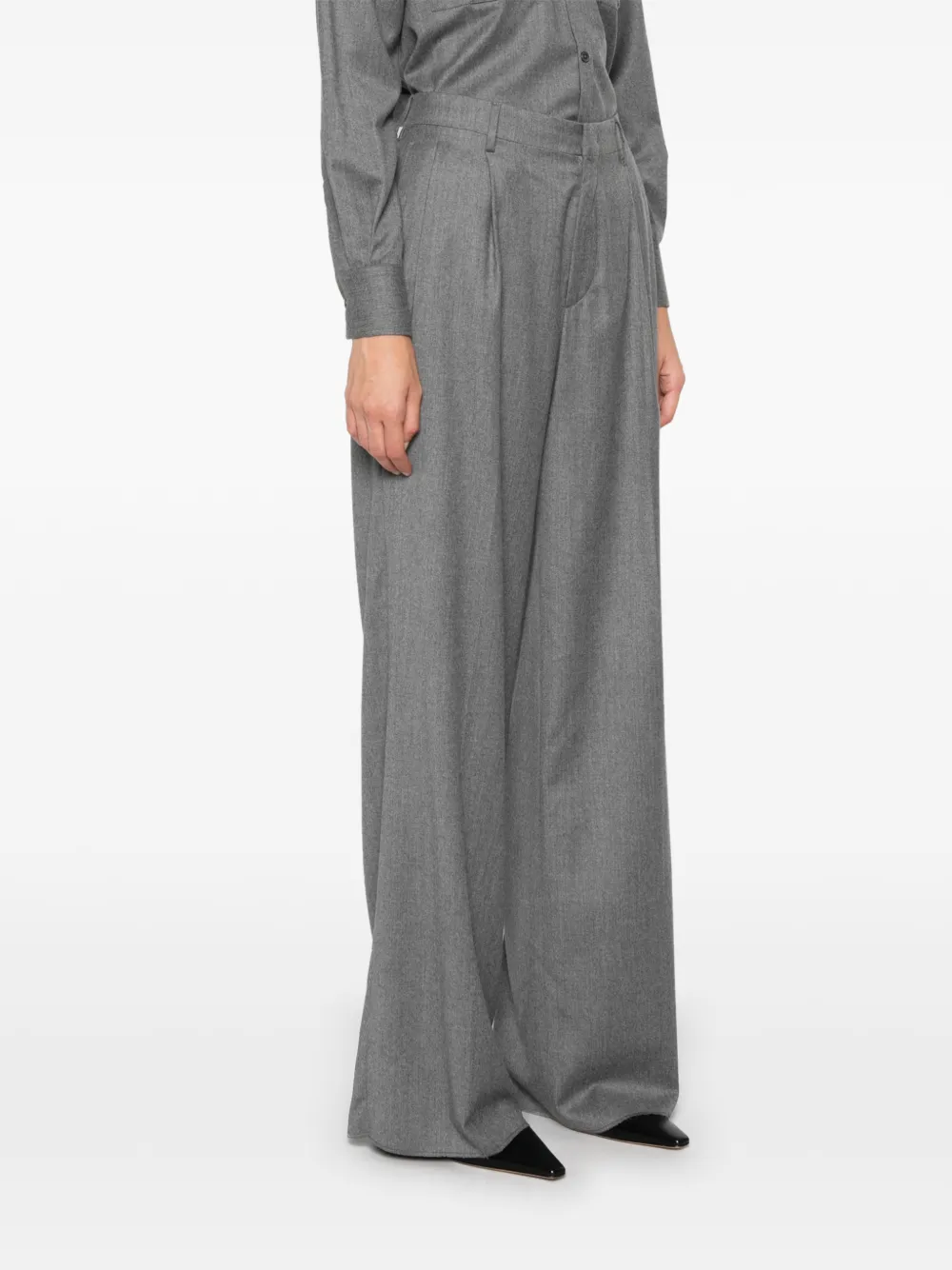Tagliatore P-Eileen pleated wide-leg trousers Grijs
