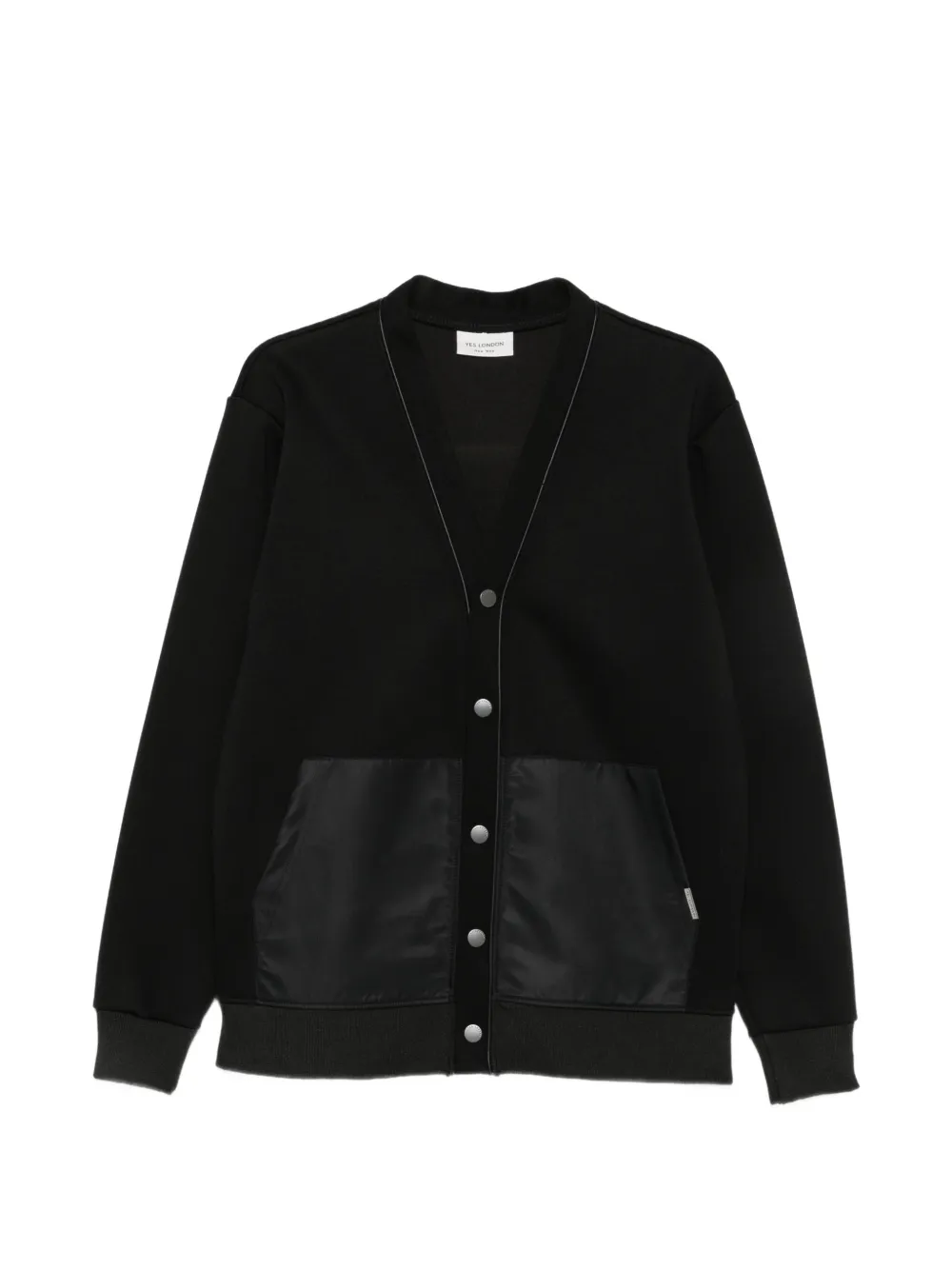 YES LONDON contrast-panel press-stud cardigan - Noir YES LONDON contrast-panel press-stud cardigan - Noir