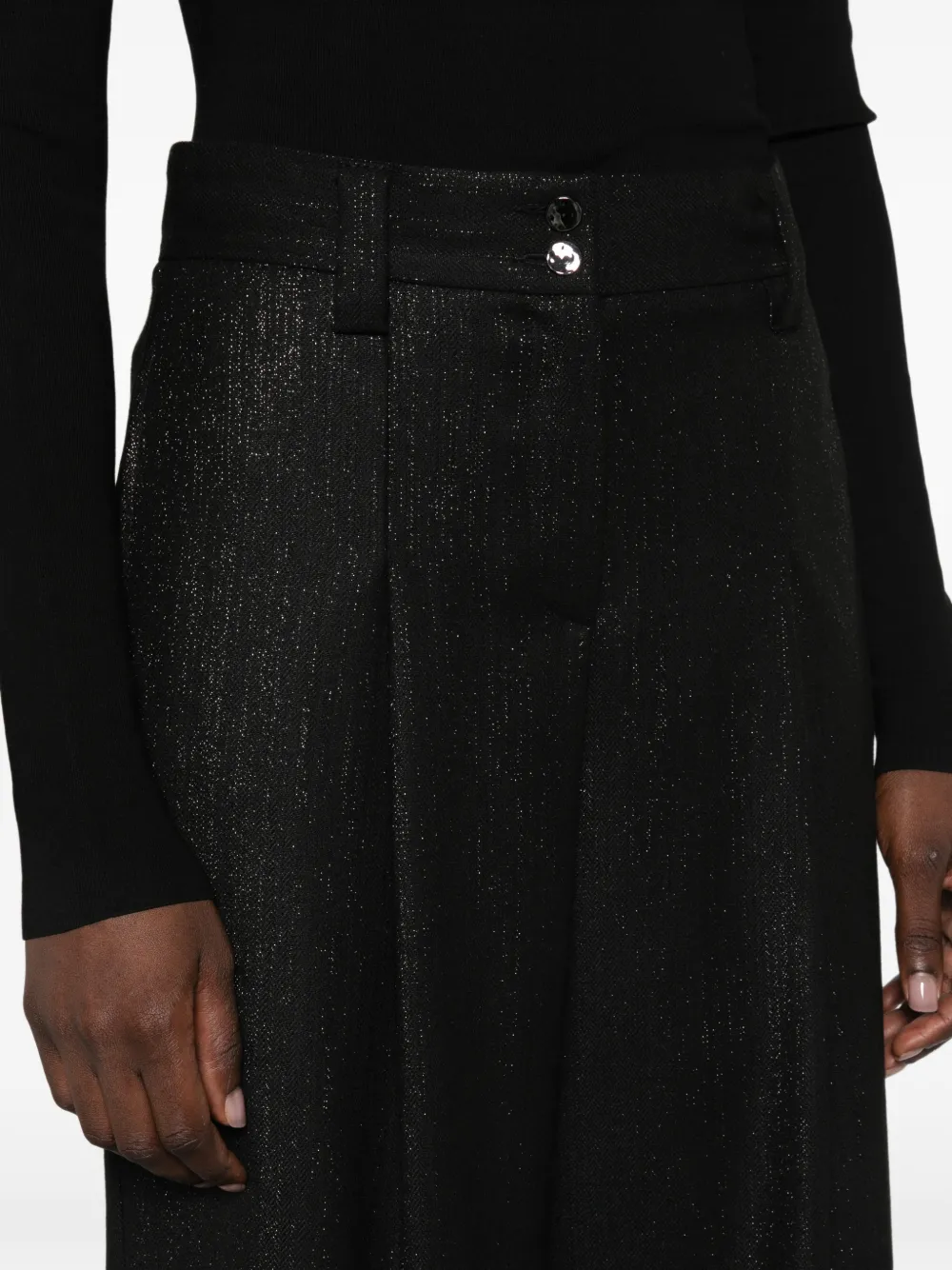 Pennyblack Broek met wijde pijpen en glitters-effect Zwart
