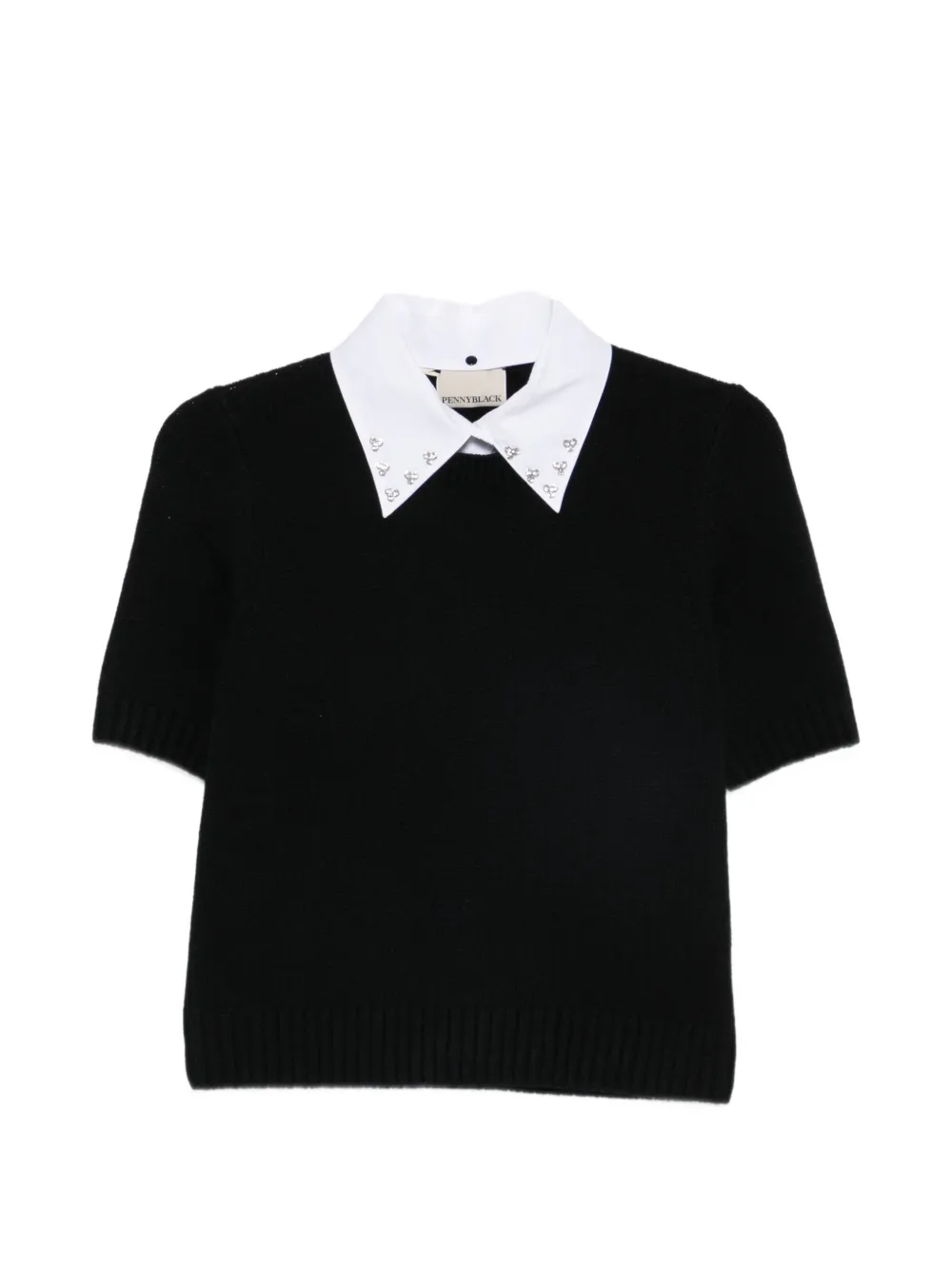 Pennyblack embellished-collar short-sleeve sweater - Nero