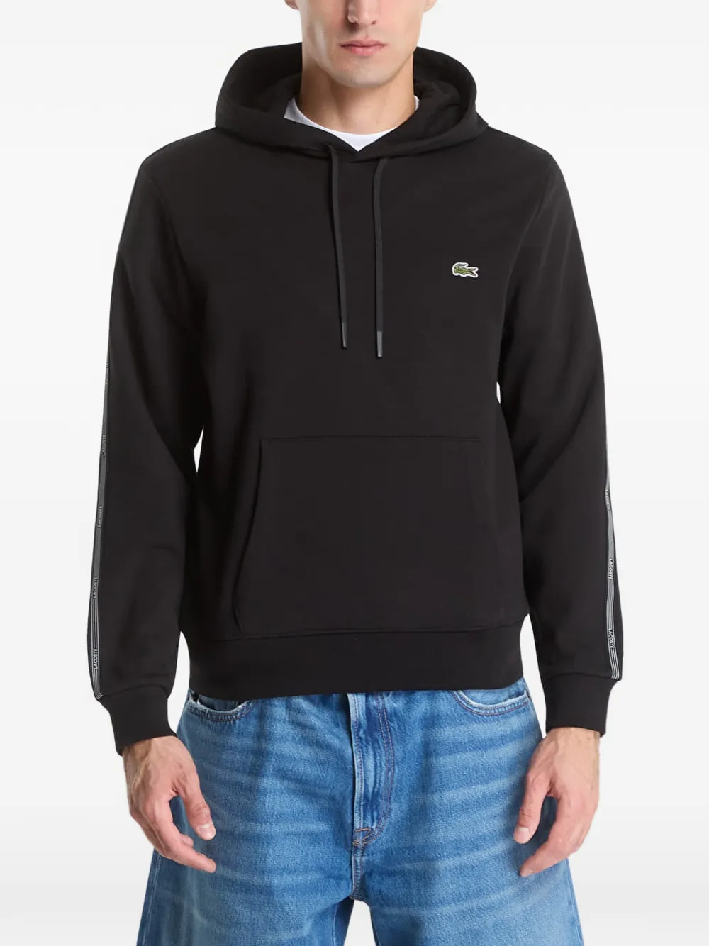 Lacoste logo-patch tape-detail hoodie