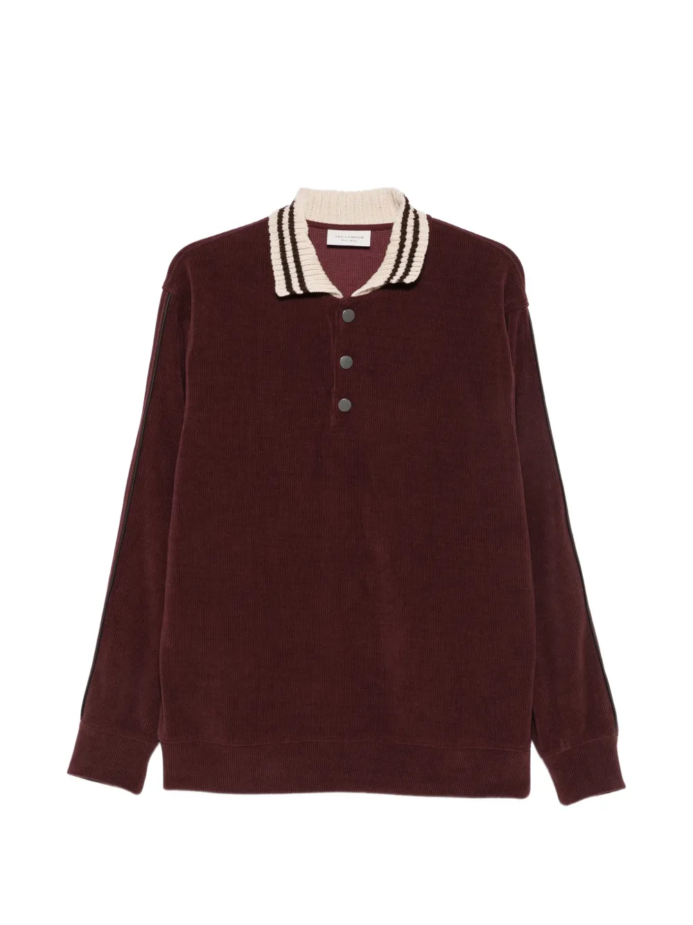 YES LONDON striped-collar button-fastening sweatshirt - Rouge YES LONDON striped-collar button-fastening sweatshirt - Rouge