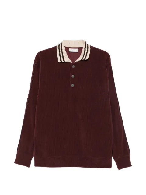 YES LONDON striped-collar button-fastening sweatshirt