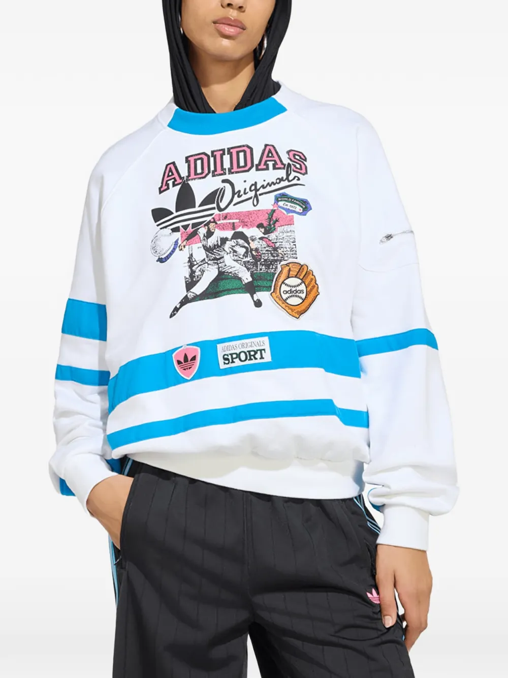adidas Archive Baseball trui met grafische print Wit