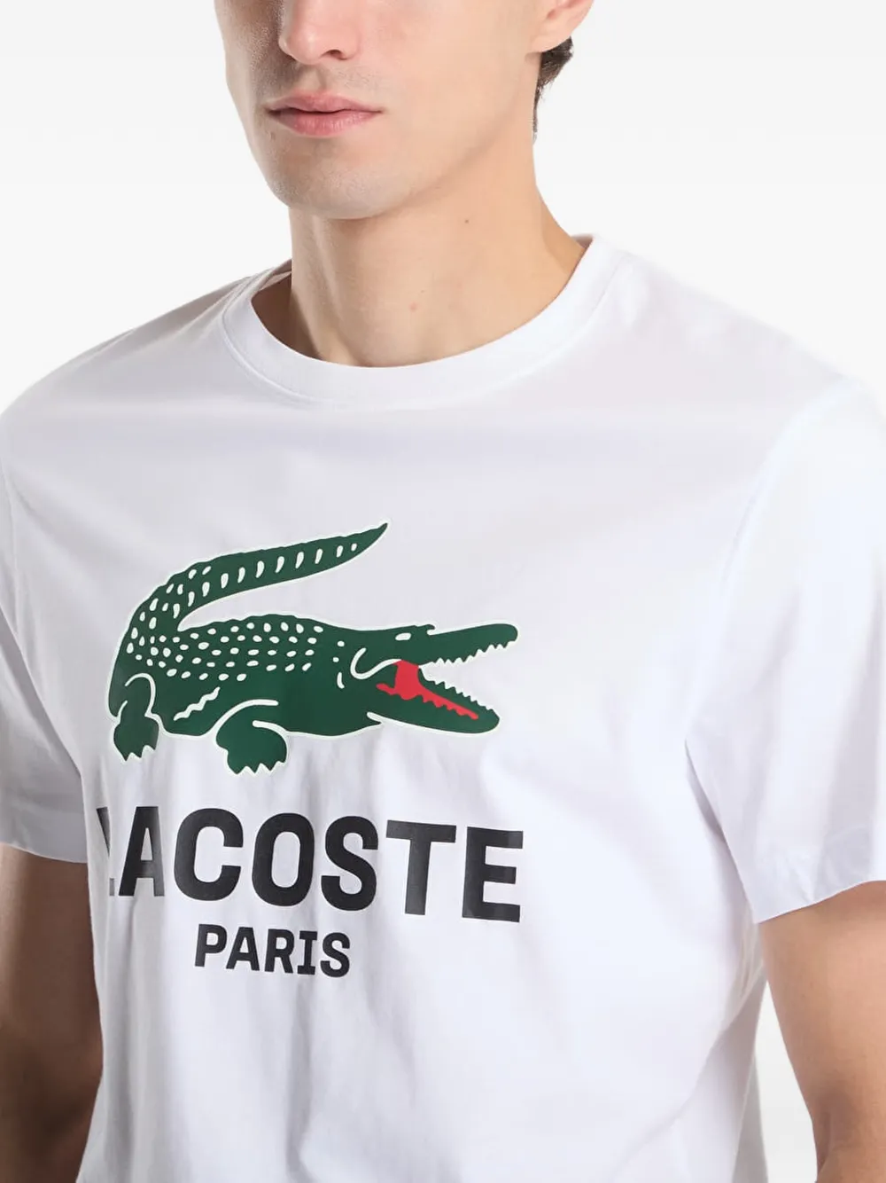 Lacoste logo-print cotton T-shirt Wit