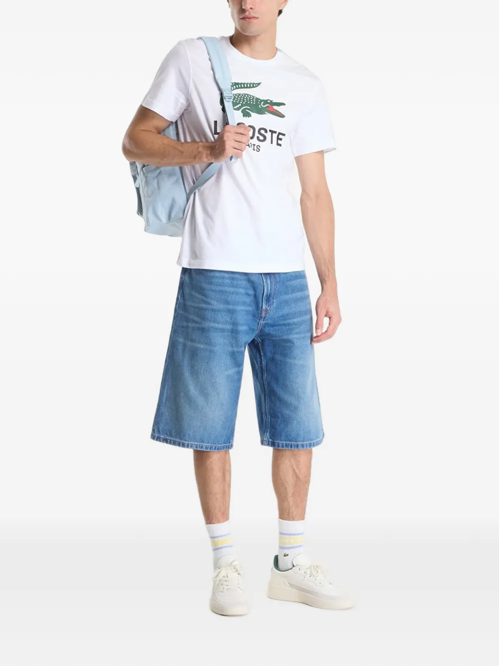 Lacoste logo-print cotton T-shirt Wit