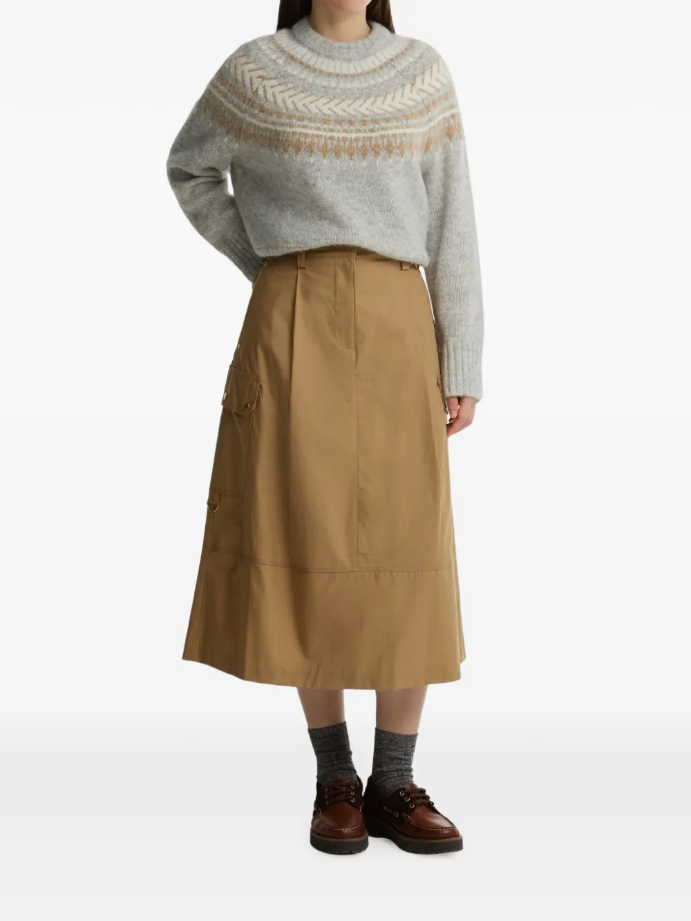 Barbour Carly geplooide midi-rok Beige