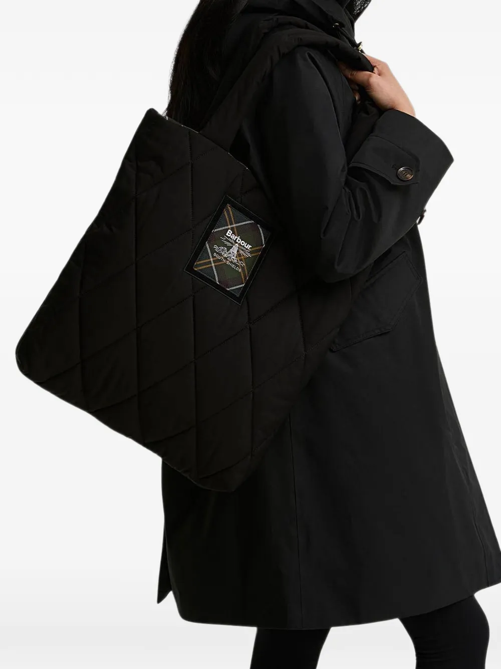 Barbour Connie gewatteerde shopper Zwart