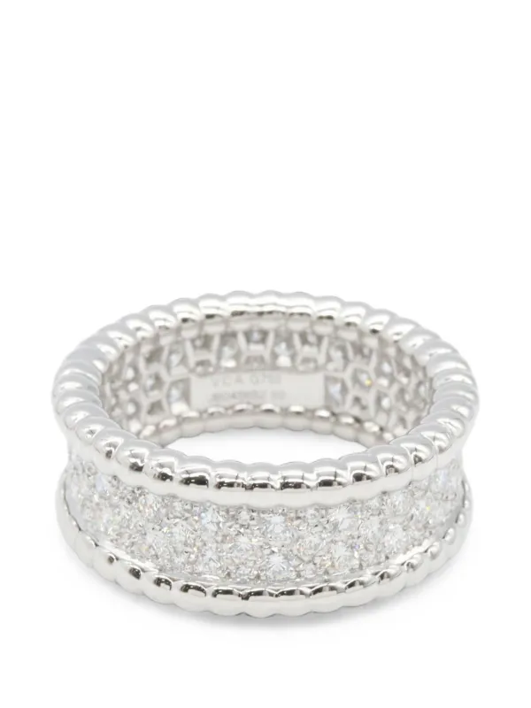 Van Cleef & Arpels Pre-owned 2010s Perlée Diamond Ring in Silver