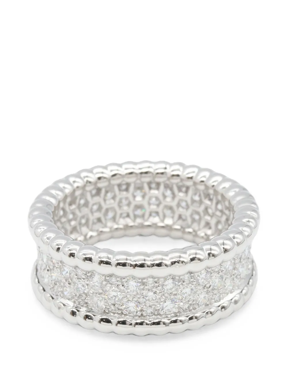 Van Cleef & Arpels Pre-owned 2010s Perlée Diamond Ring in Silver, view 2