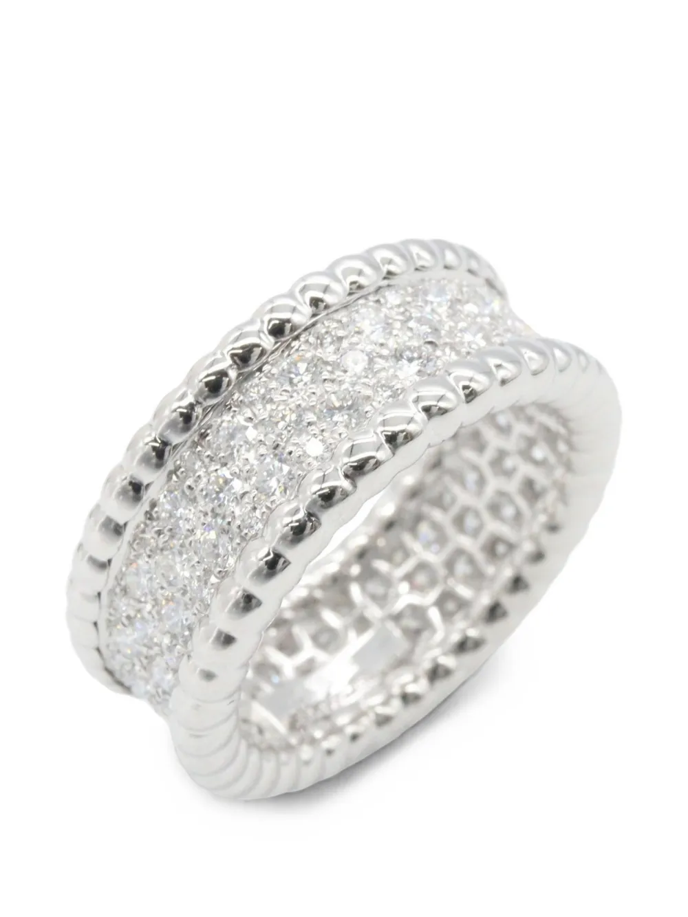 Van Cleef & Arpels Pre-owned 2010s Perlée Diamond Ring in Silver, view 3