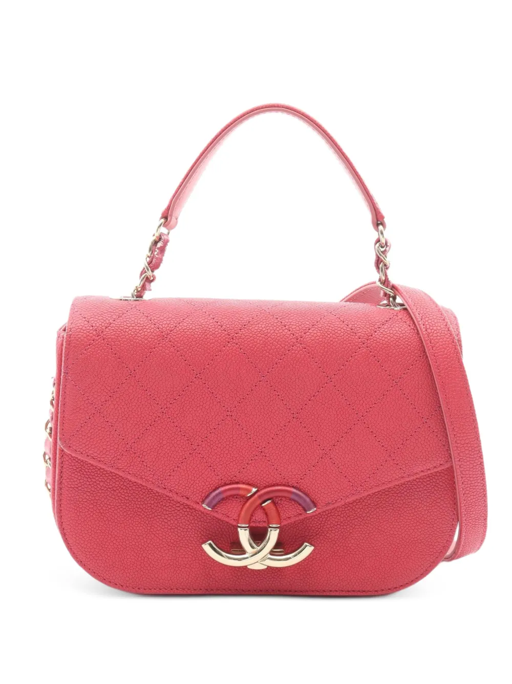 CHANEL Pre-Owned 2018 matelassé top-handle shoulder bag - Rosa
