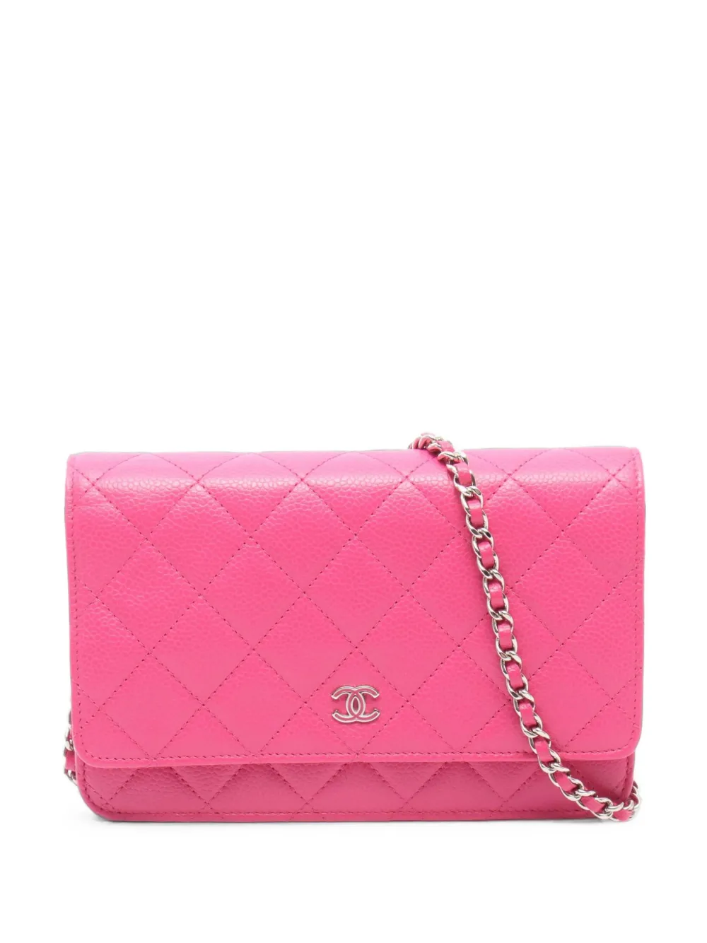 CHANEL Pre-Owned 2015-2016 Matelassé Caviar wallet on chain - Rosa