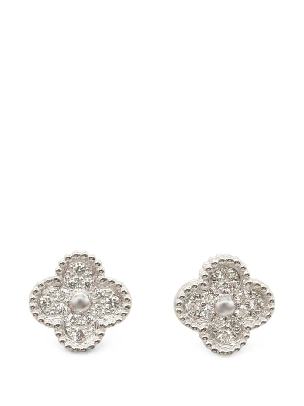 Van Cleef & Arpels Pre-Owned boucles d'oreilles Sweet Alhambra serties de diamants (années 2010) - Argent