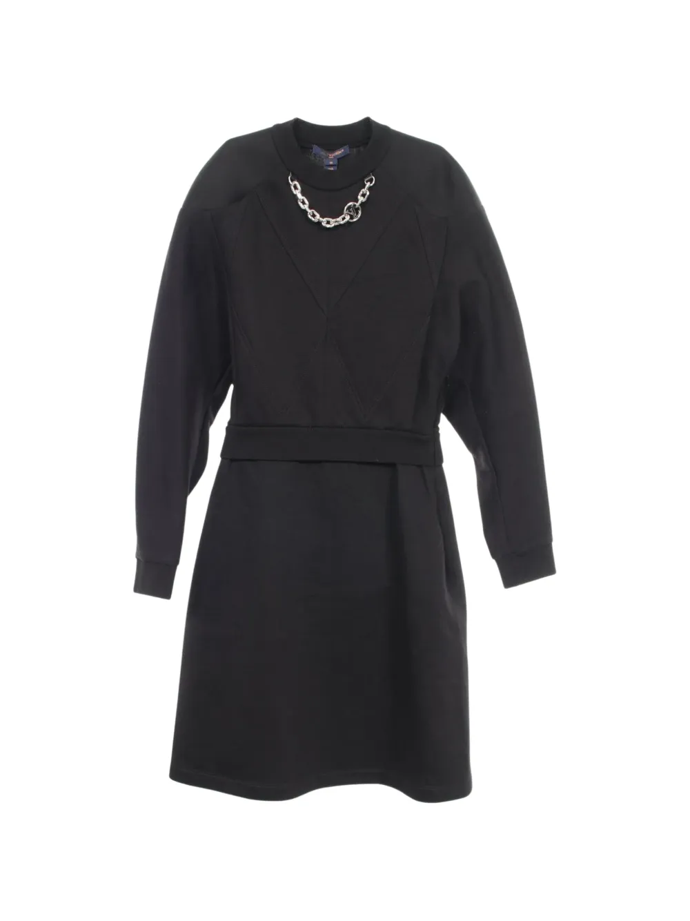 Louis Vuitton Pre-Owned robe mi-longue à chaîne à l'encolure (années 2010) - Noir Louis Vuitton Pre-Owned robe mi-longue à chaîne à l'encolure (années 2010) - Noir