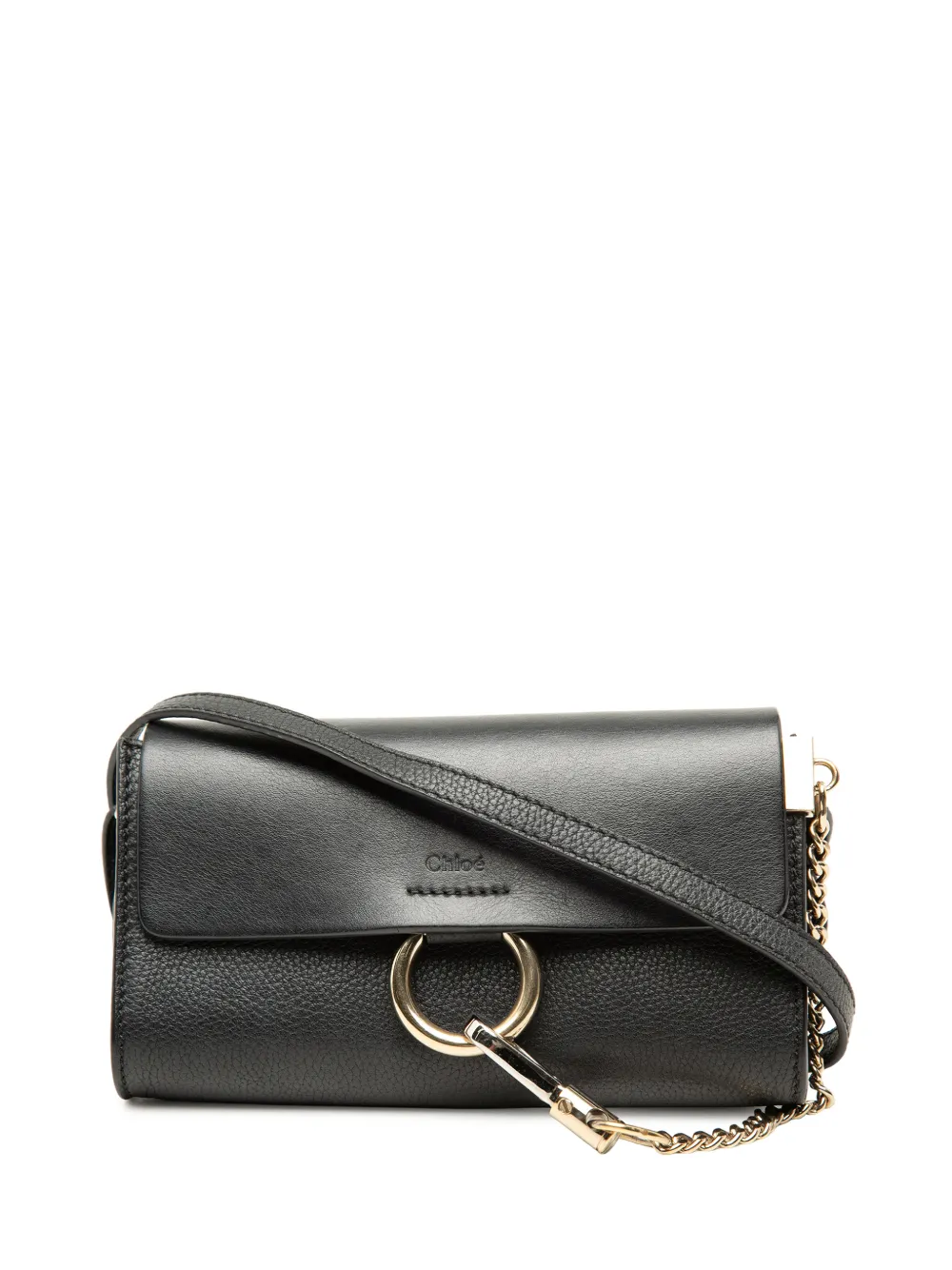 Chloé Pre-Owned 2002-2026 Mini Smooth and Grained Calfskin Faye Chain crossbody bag - Nero