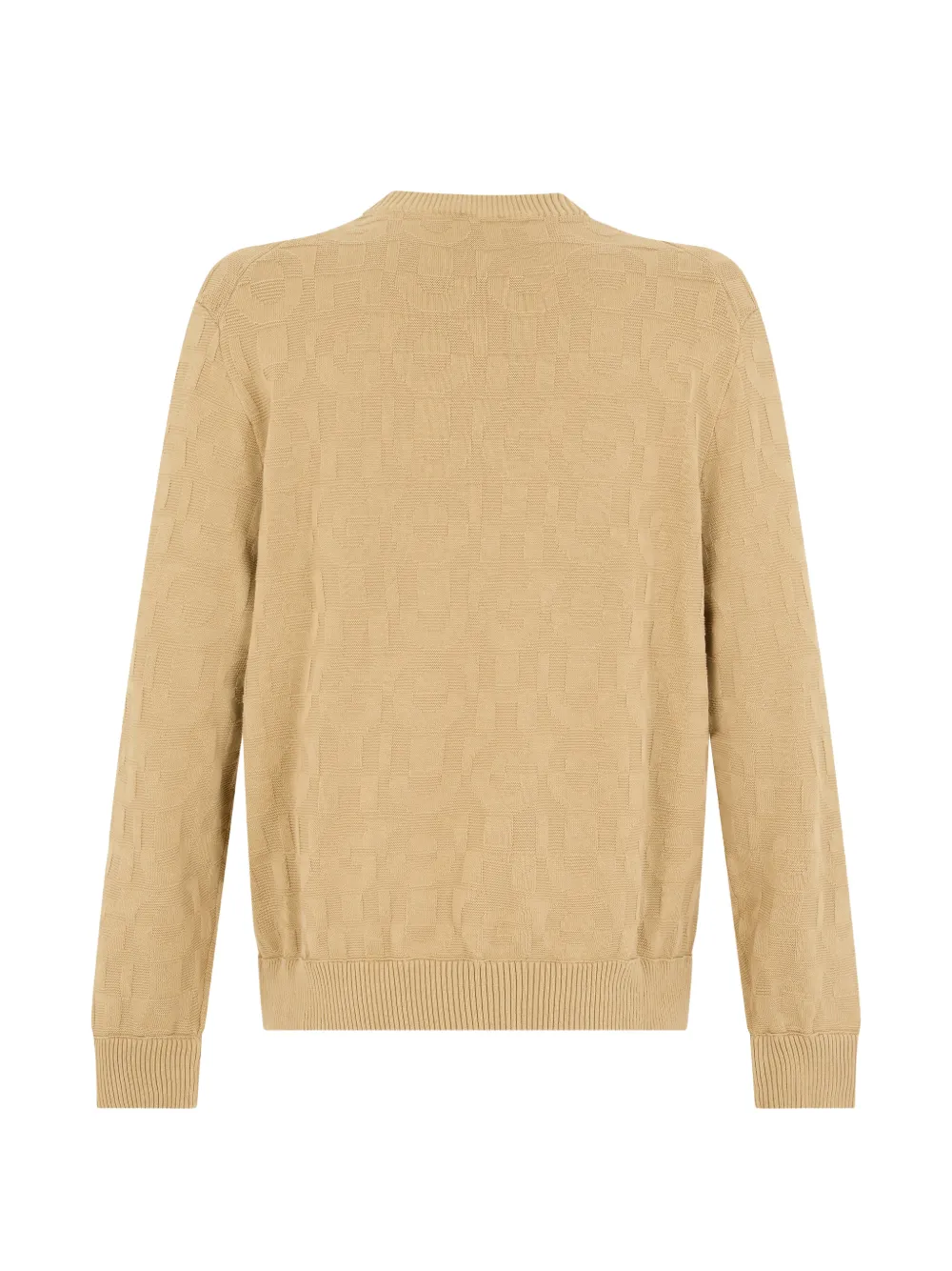 BOSS Trui met ronde hals en logo-jacquard Beige