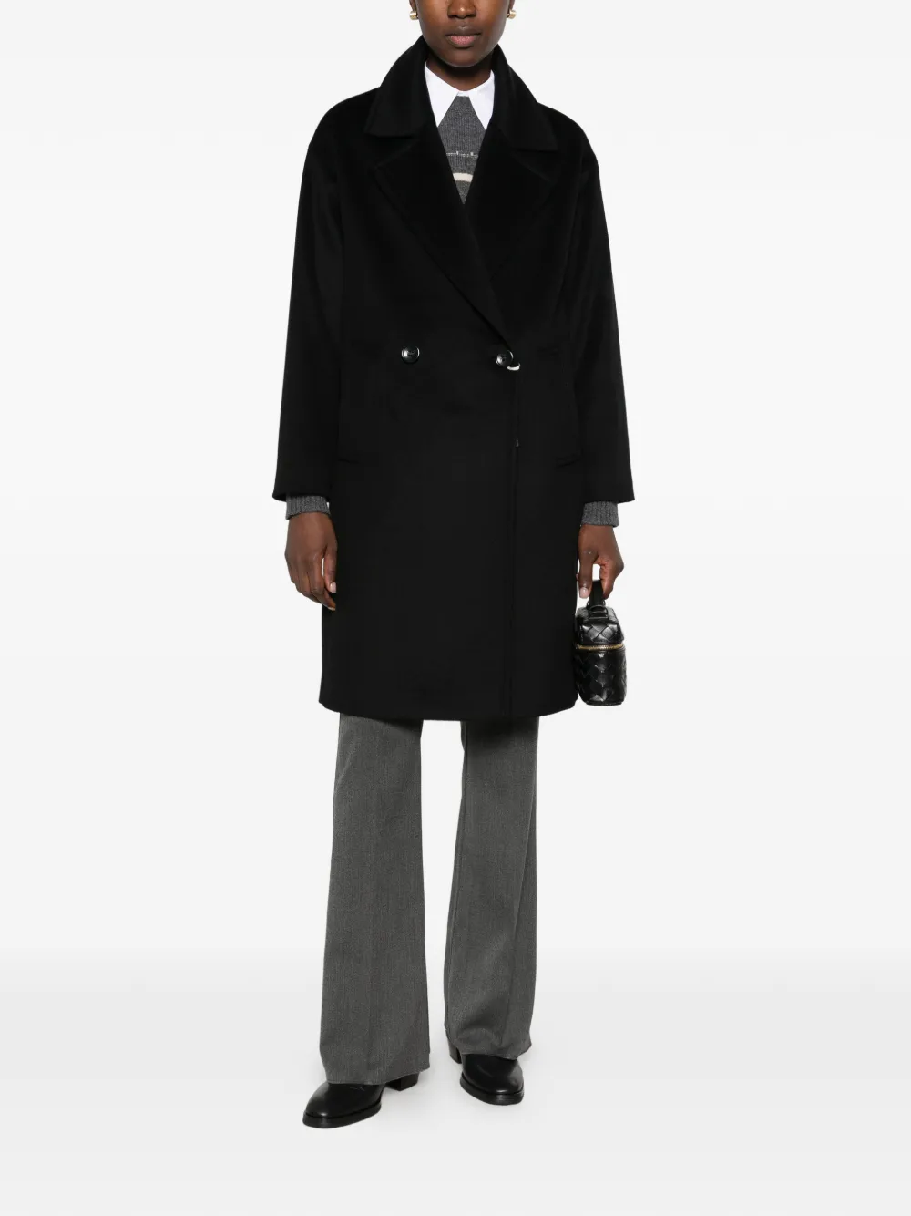 Pennyblack Double-breasted Notched-lapels Coat In Black