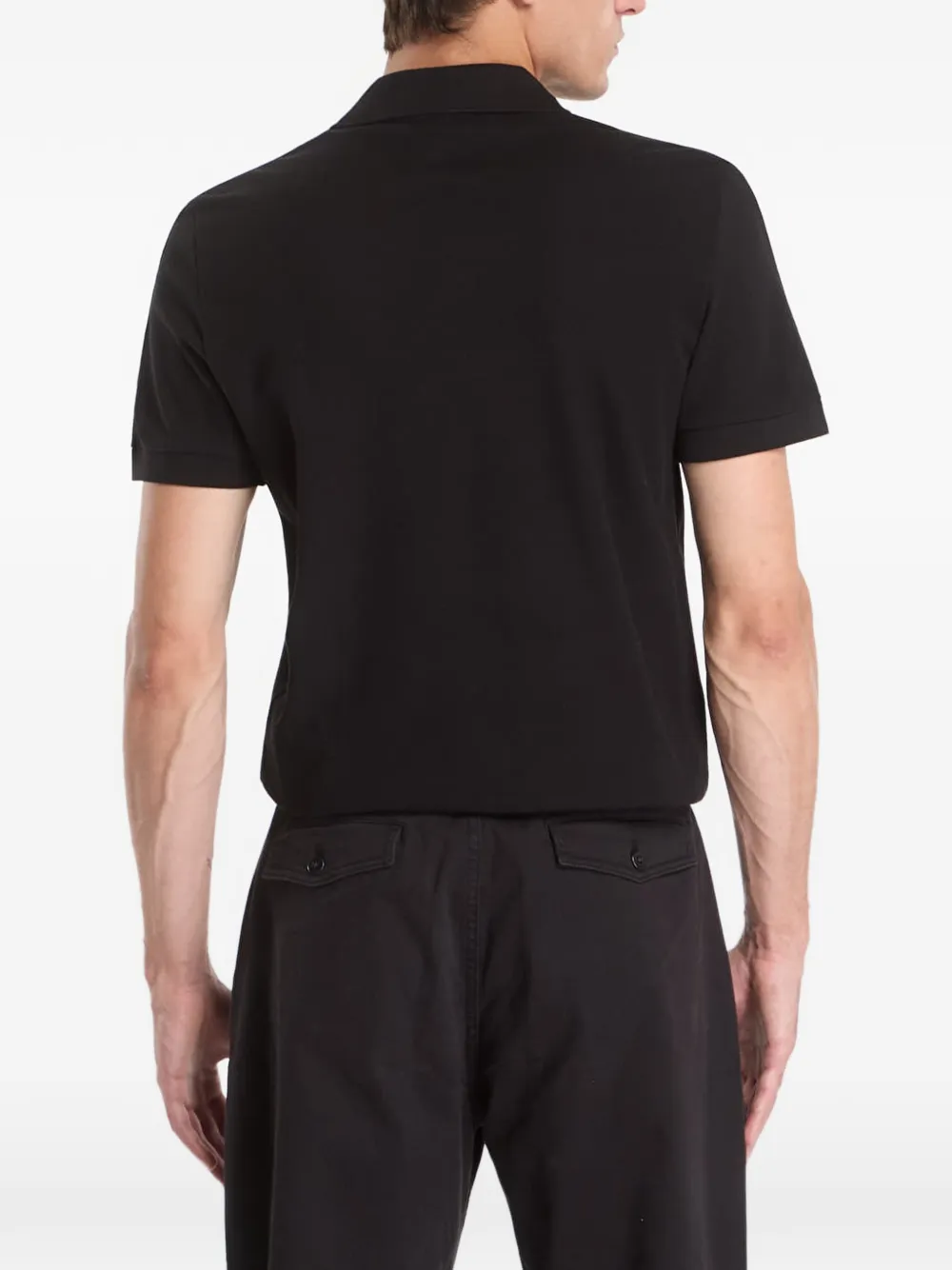 Lacoste logo-patch tape-detail polo shirt Zwart