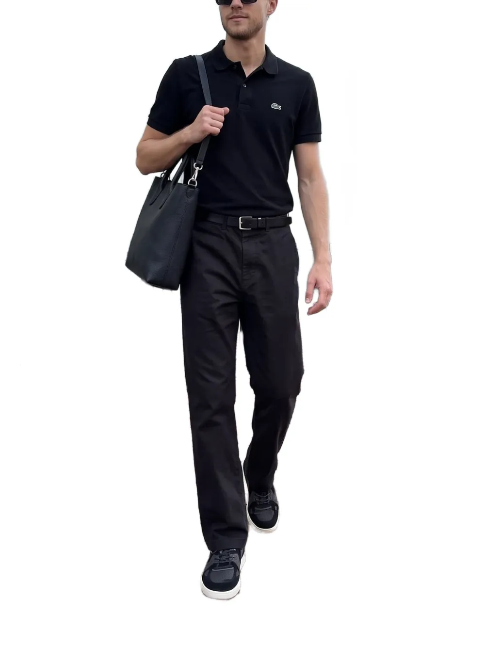 Lacoste logo-patch tape-detail polo shirt Zwart