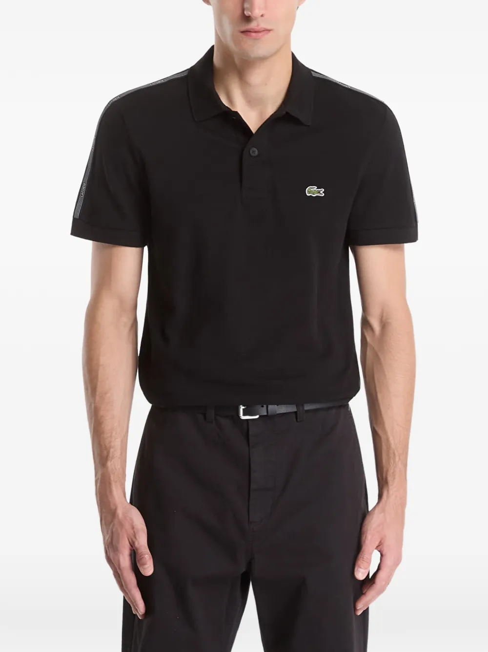 Lacoste logo-patch tape-detail polo shirt