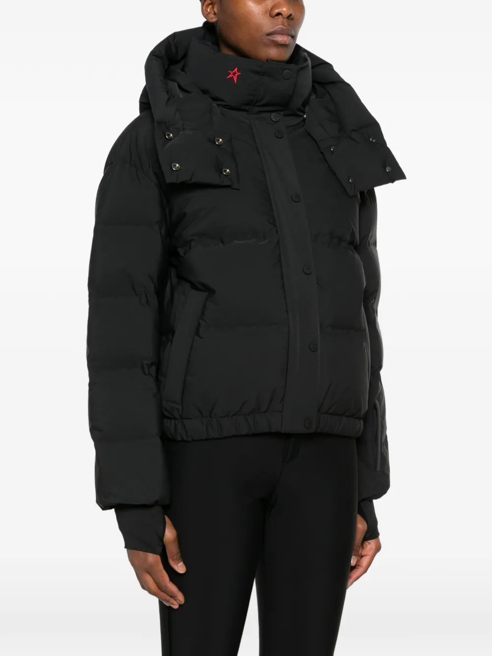 Perfect Moment logo-print hooded ski jacket Zwart