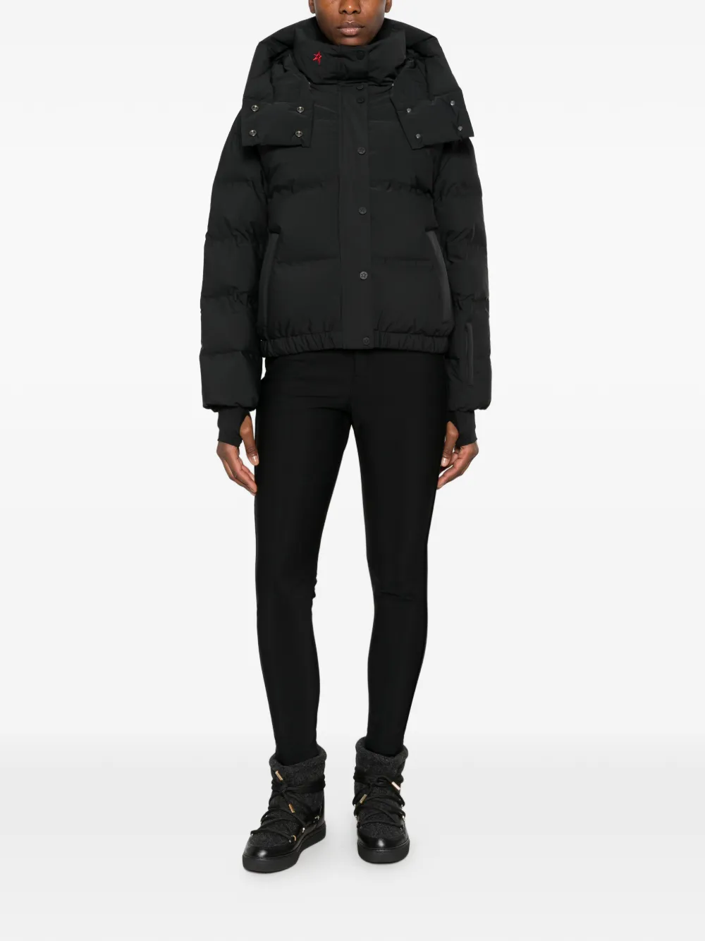 Perfect Moment logo-print hooded ski jacket Zwart