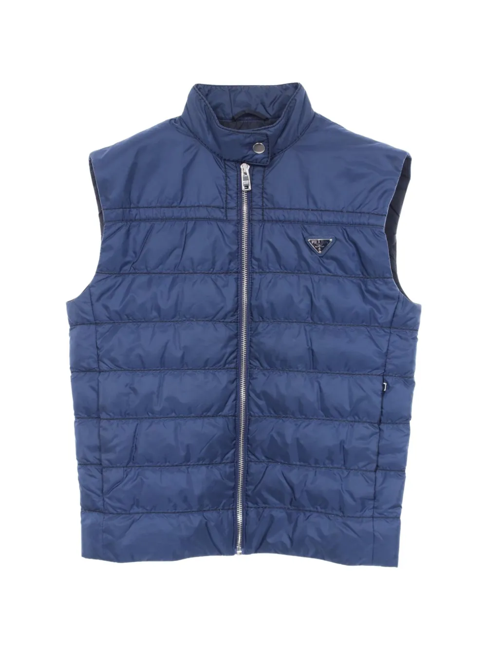 Prada Pre-Owned gilet sans manches à patch logo (années 2010) - Bleu Prada Pre-Owned gilet sans manches à patch logo (années 2010) - Bleu