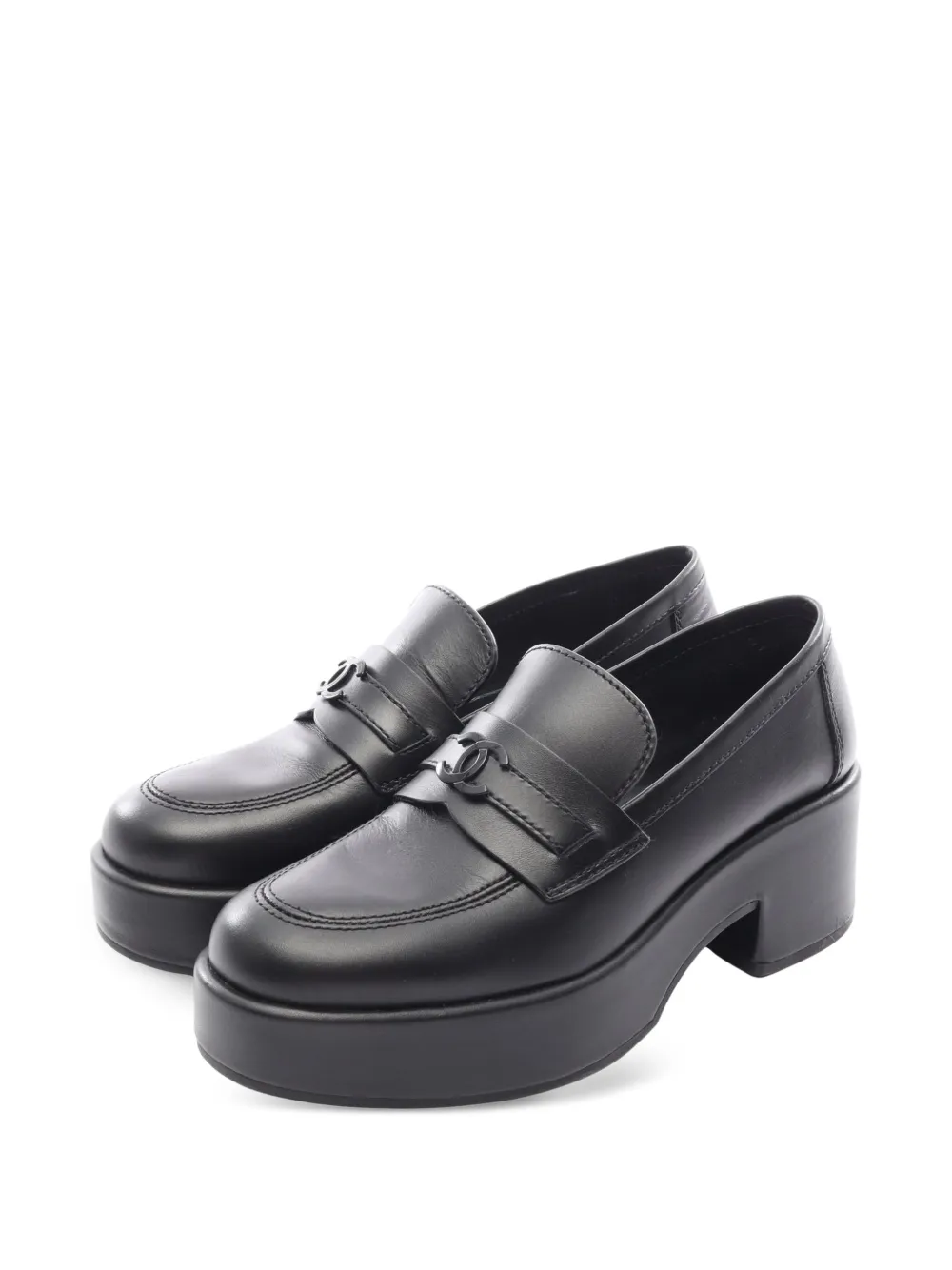 CHANEL Pre-Owned 1986-1988 CC mark platform loafers - Nero
