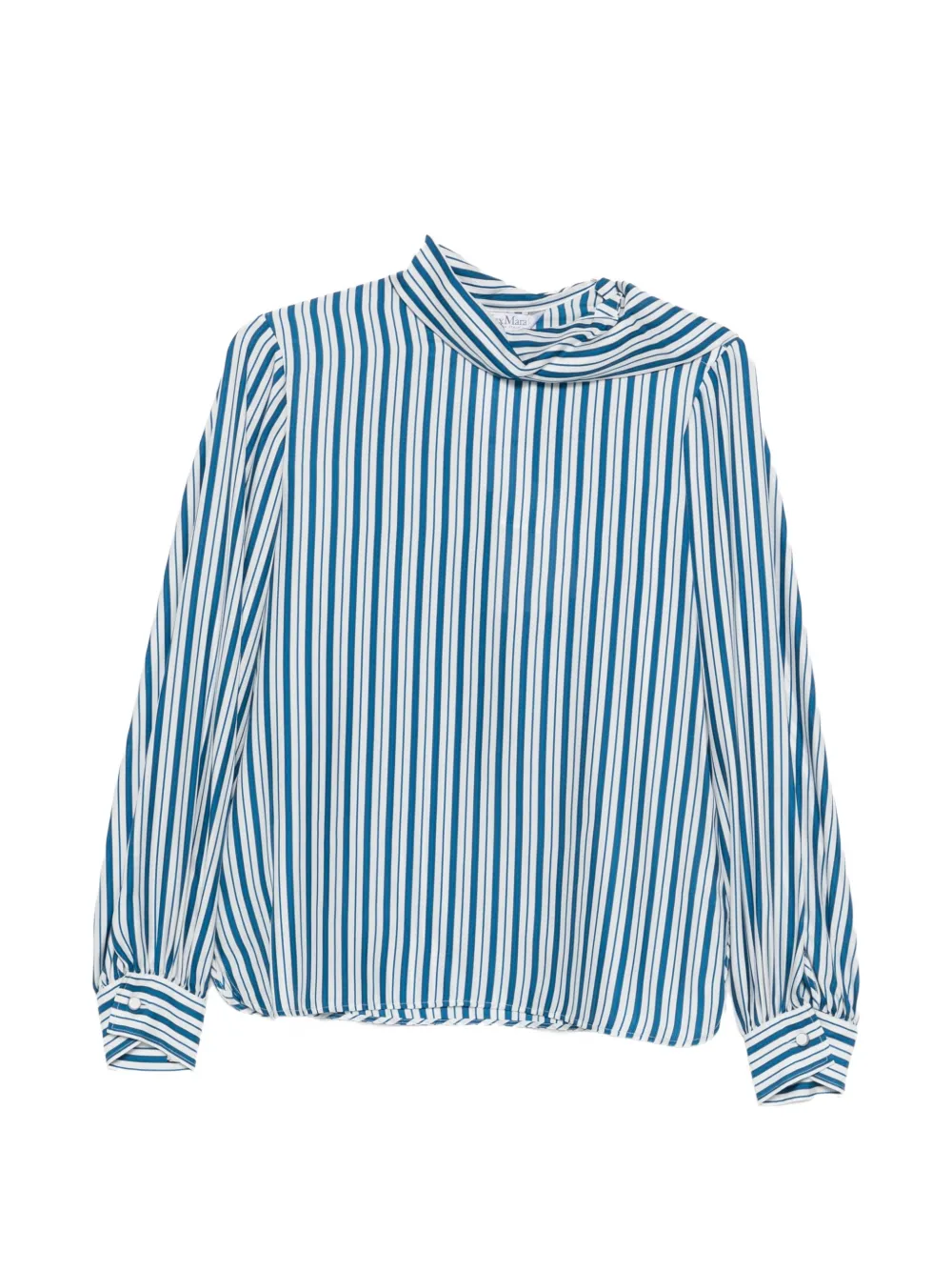 Max Mara pinstriped pussy-bow blouse - Blue
