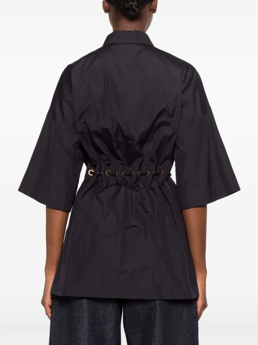 Max Mara rope-belt short-sleeve jacket Zwart