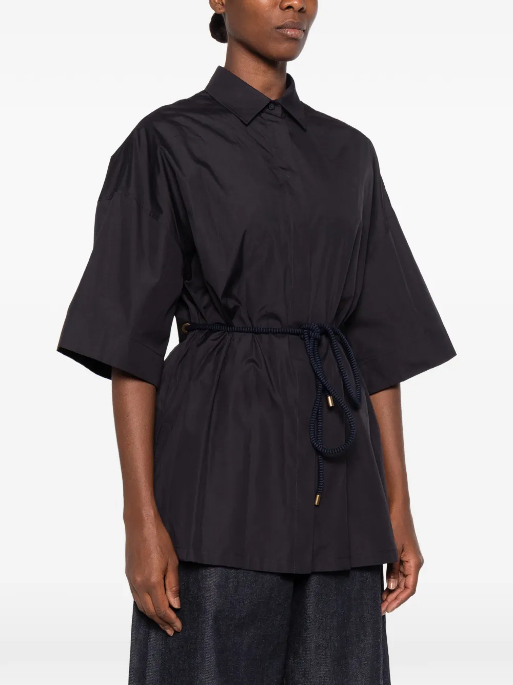 Max Mara rope-belt short-sleeve jacket Zwart