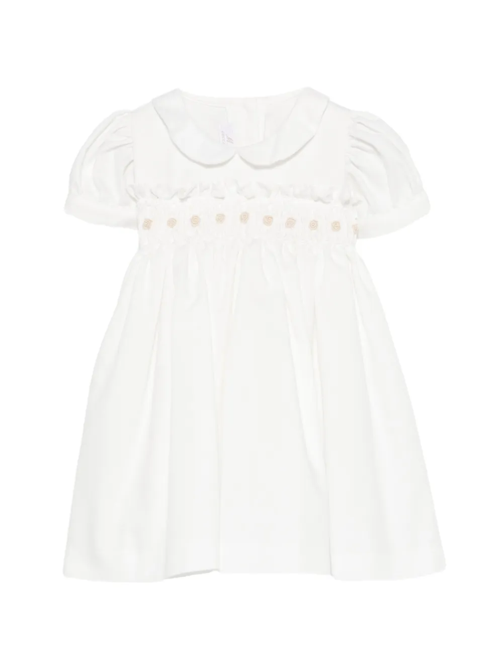 Mariella Ferrari smocked Peter-Pan-collar dress - Bianco