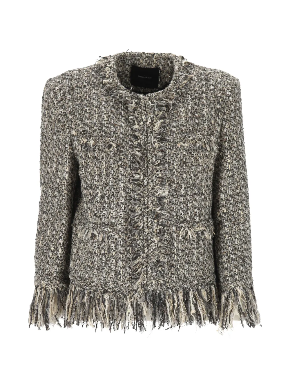 THELAURENT fringed tweed-effect jacket
