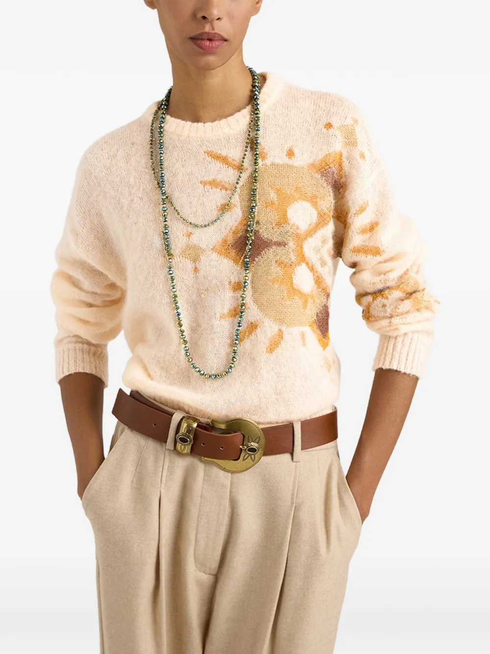MOMONÌ Karasu Bis jacquard-knit sweater - Tons neutres MOMONÌ Karasu Bis jacquard-knit sweater - Tons neutres