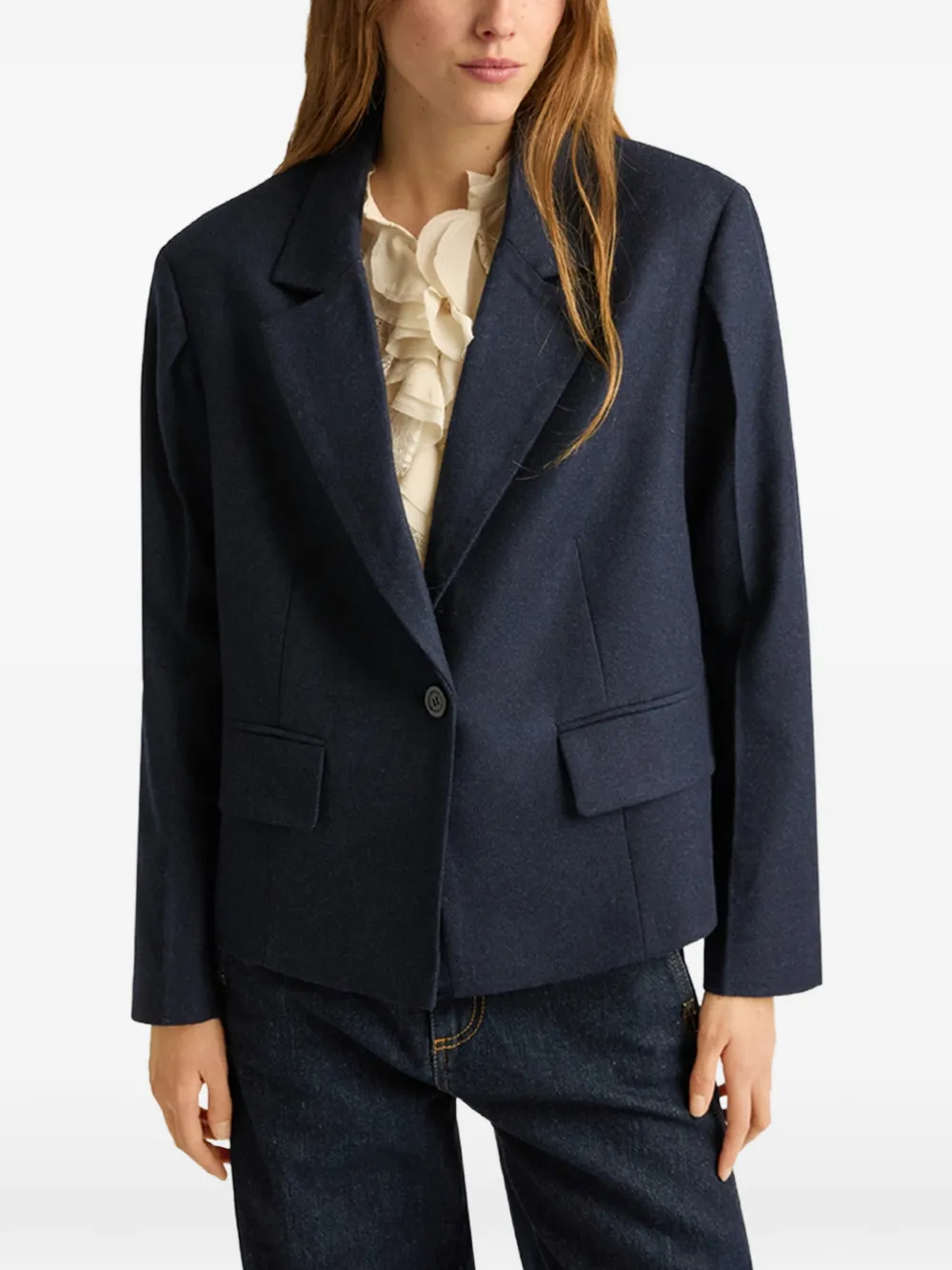 MOMONÌ Kaja boxy flanellen blazer Blauw