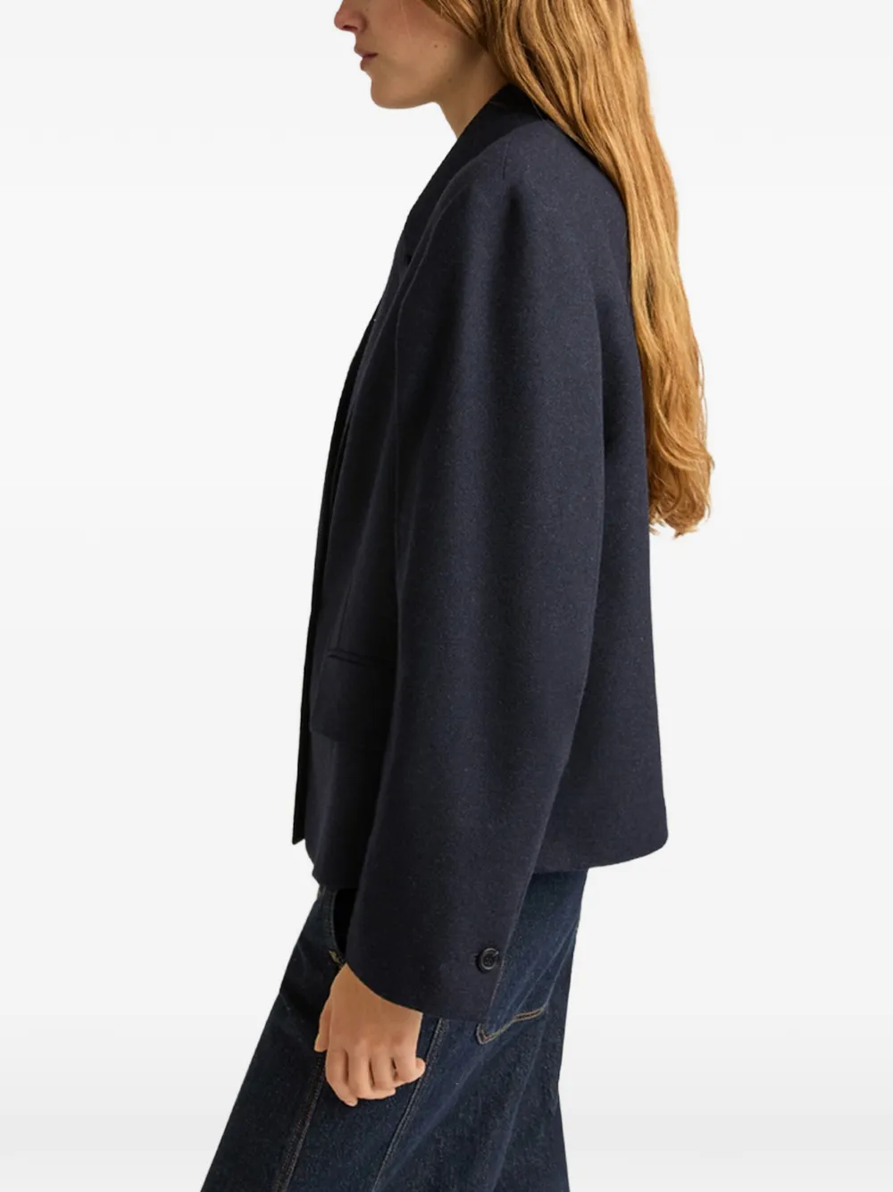 MOMONÌ Kaja boxy flanellen blazer Blauw