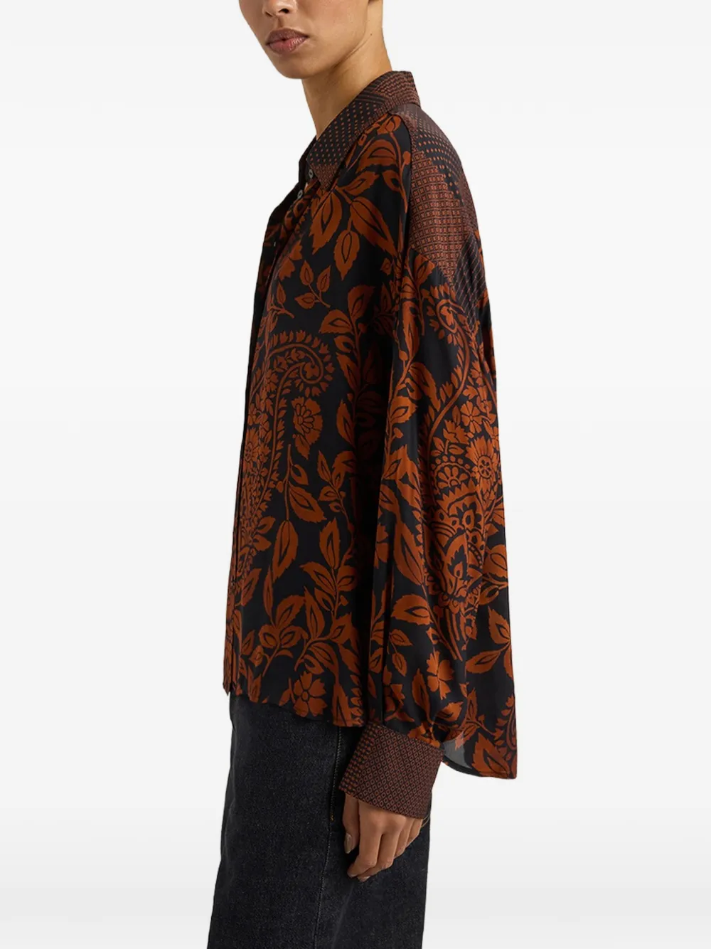 MOMONÌ Gleya blouse met paisley-print en lange mouwen Zwart