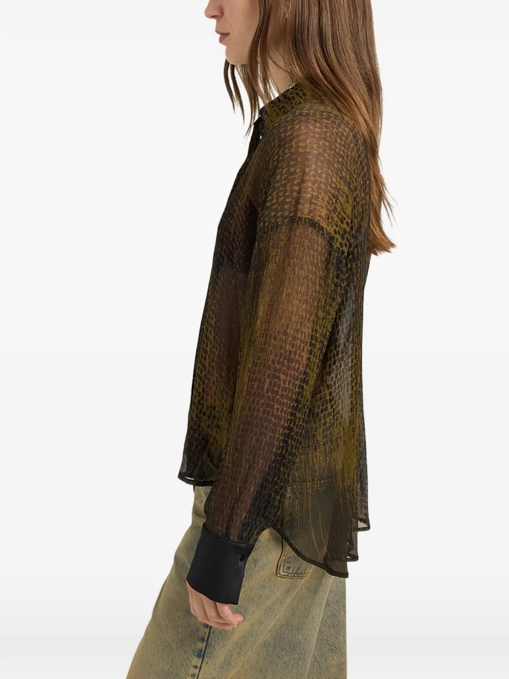 MOMONÌ Freya printed silk shirt Groen