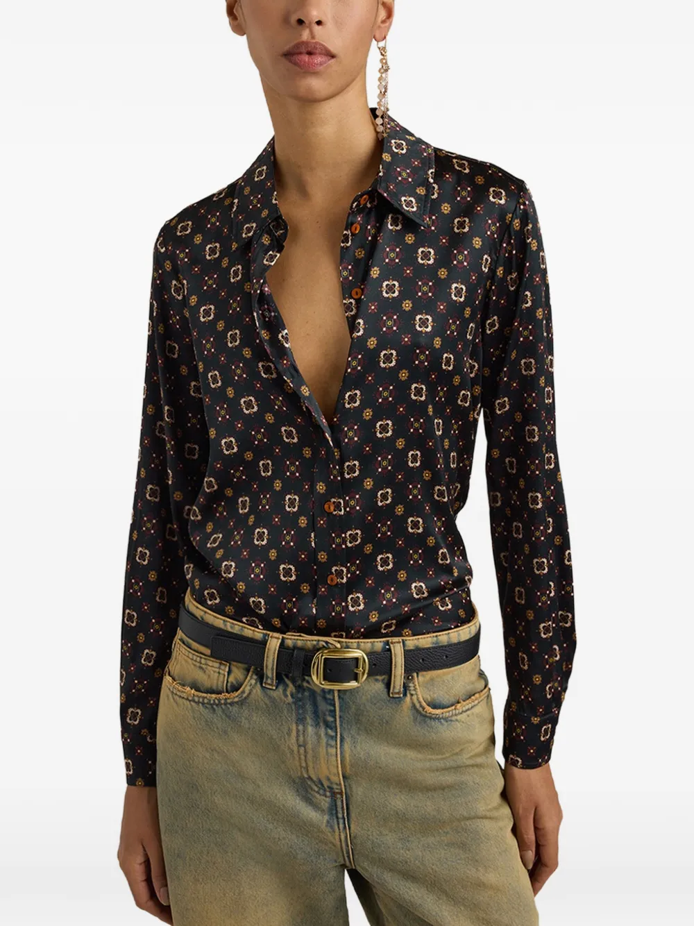 MOMONÌ Arles blouse met print en lange mouwen Groen