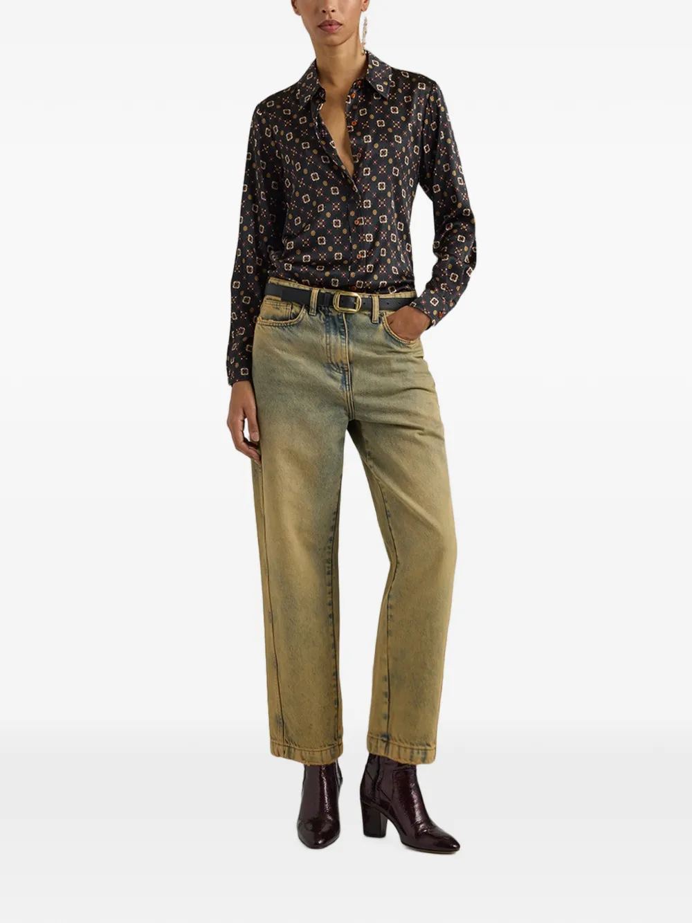 MOMONÌ Arles blouse met print en lange mouwen Groen