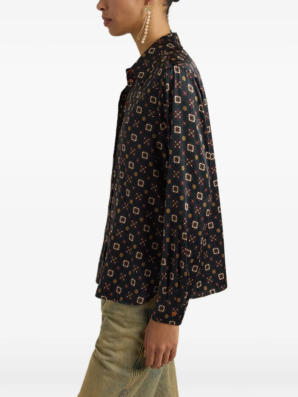 MOMONÌ Arles blouse met print en lange mouwen Groen