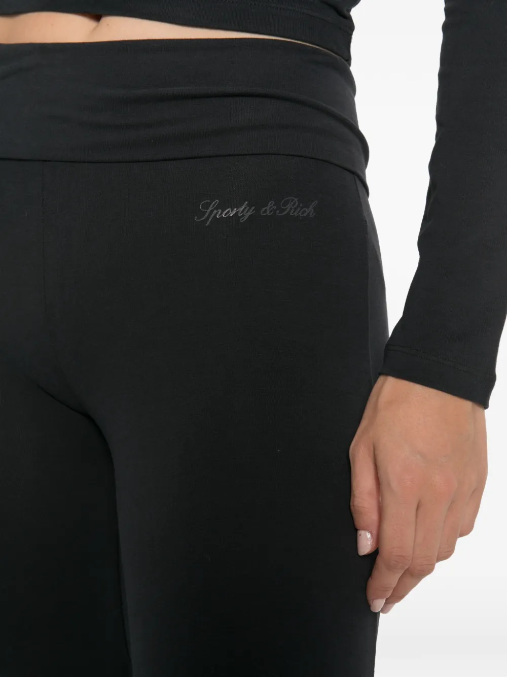 Sporty & Rich Benedetta flared broek met logo-print Zwart