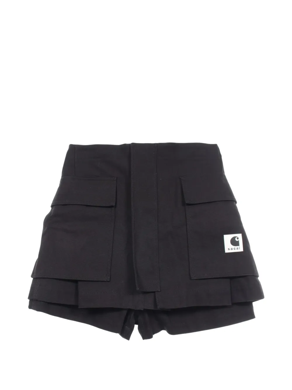Pre-owned Sacai 2010s X Carhartt Wiplayered Duck Shorts In Black