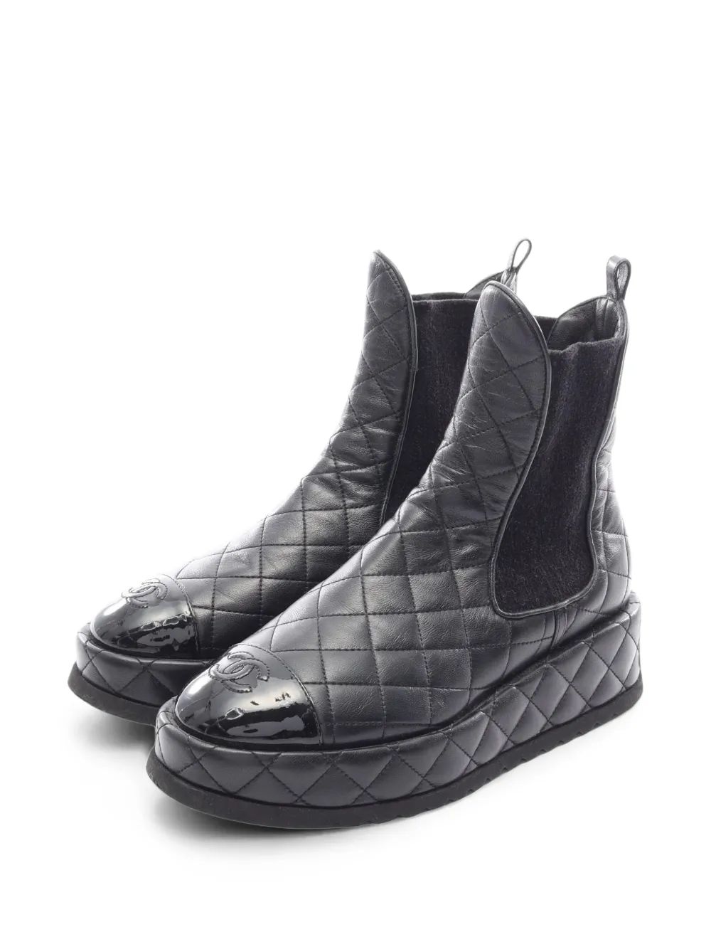 CHANEL Pre-Owned 1986-1988 Matelassé Coco Mark ankle boots - Nero