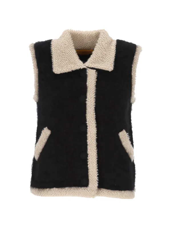 Guest In Residence Contrast-trim Cashmere Gilet in Black