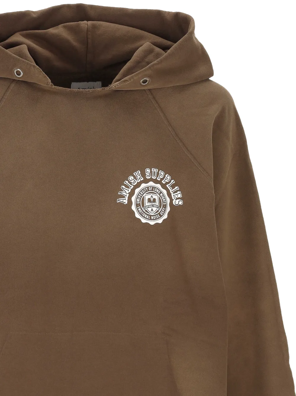 AMISH Hoodie met raglanmouwen en logo-print Bruin