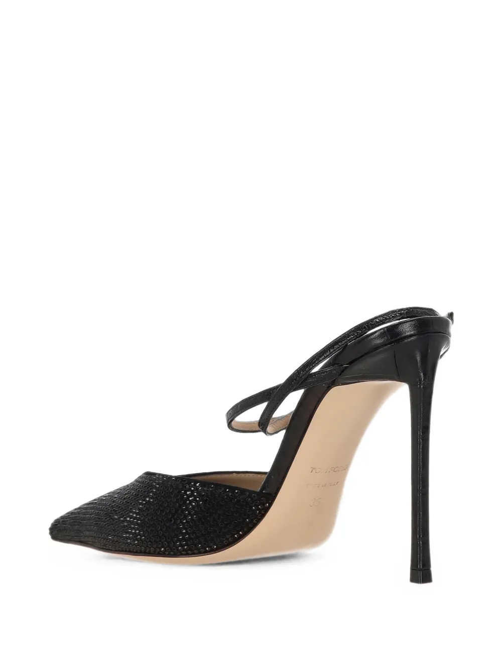 TOM FORD Selen crystal-embellished slingback pumps Zwart